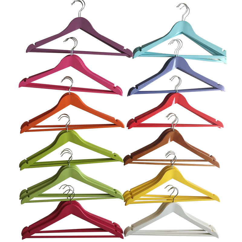 Custom Colorful Wooden Hanger Non-Slip Wood Hangers with 360° Swivel Hook & Notches