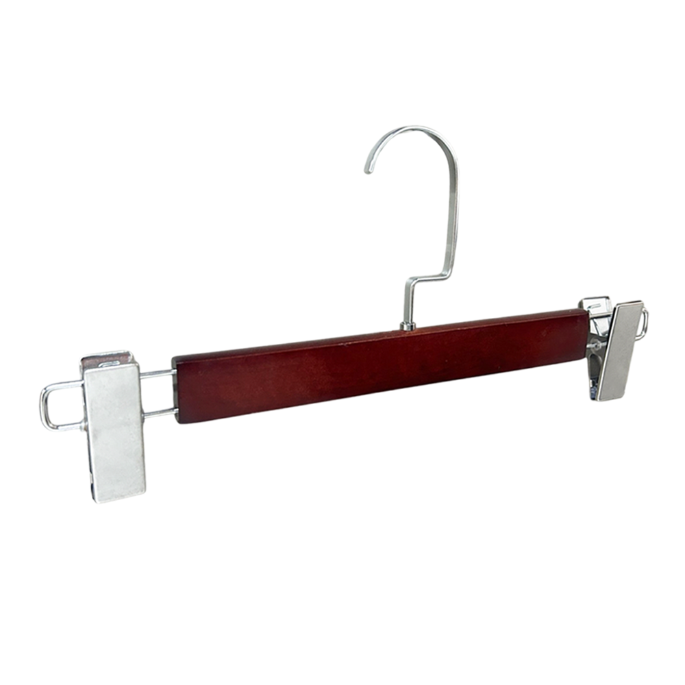 Brown Wooden Pants Hanger Anti Slip Wood Bottom Hangers for Slacks Jeans Trousers