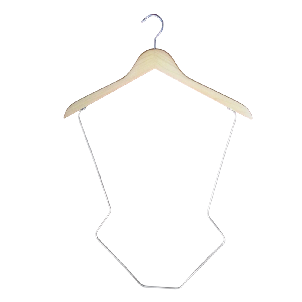 Stylish Body Shape Bikini Hanger Wire Display Metal Wood Lingerie Hangers for Swimsuits 