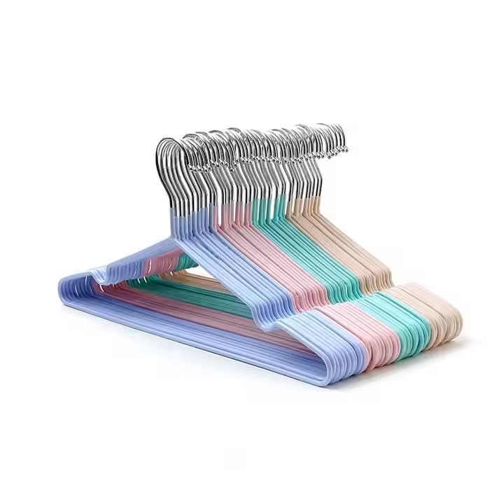 Popular Styles Commonly Sold Rubber Pvc Coated Clothes Drying Metal Hanger Custom Color for Supermarket and Clothing Store