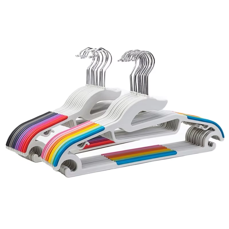 Multifunctional Anti-Slip Color Plastic Hangers Space-Saving Deformation-Resistant Fit Babies & Kids